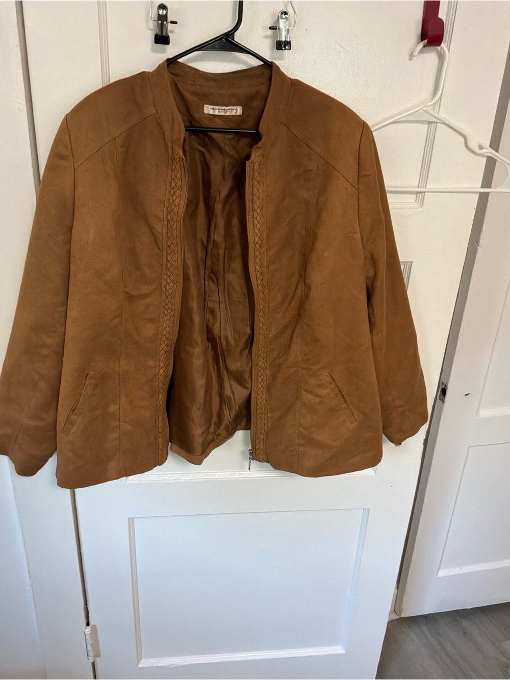 Allison Daley Cognac Suede Open-Front Jacket